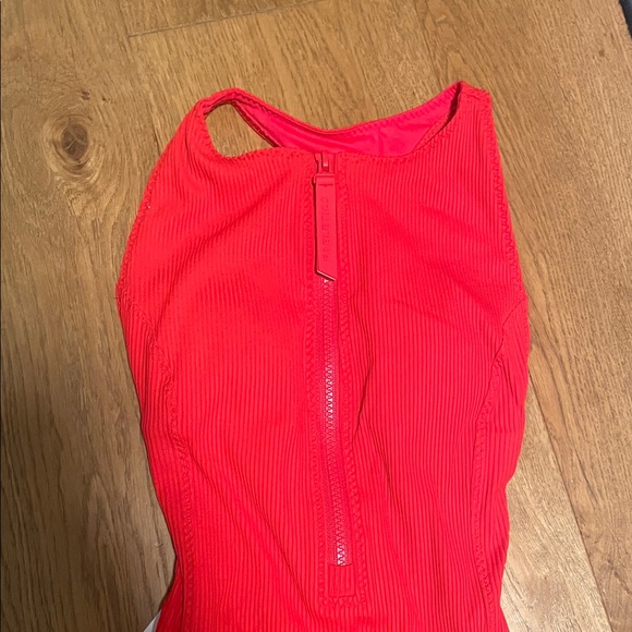 Fabletics High Tide Red Ribbed Swimsuit - Picture 4 of 7